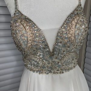 White beaded Jovani cocktail dress
